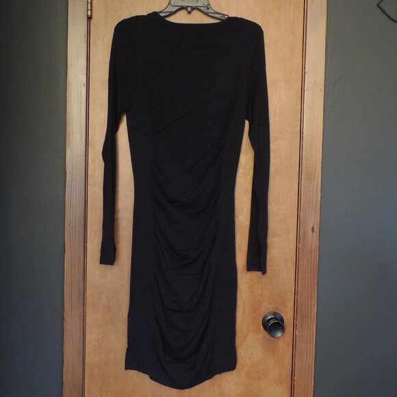 Express Black Ruched Bodycon Long Sleeve Dress Medium - Picture 5 of 7